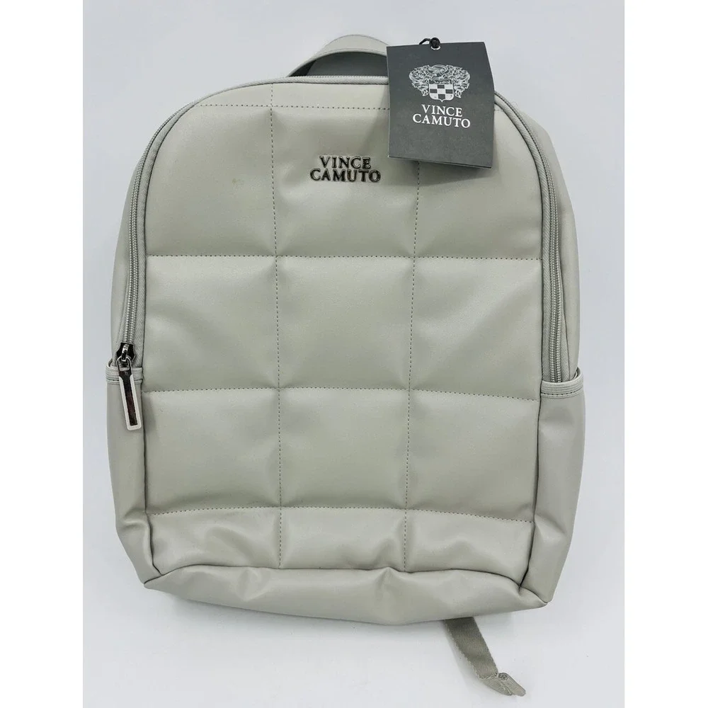 Vince Camuto Addison Gray Quilted Puffy Backpack Faux Leather